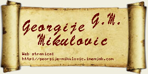 Georgije Mikulović vizit kartica